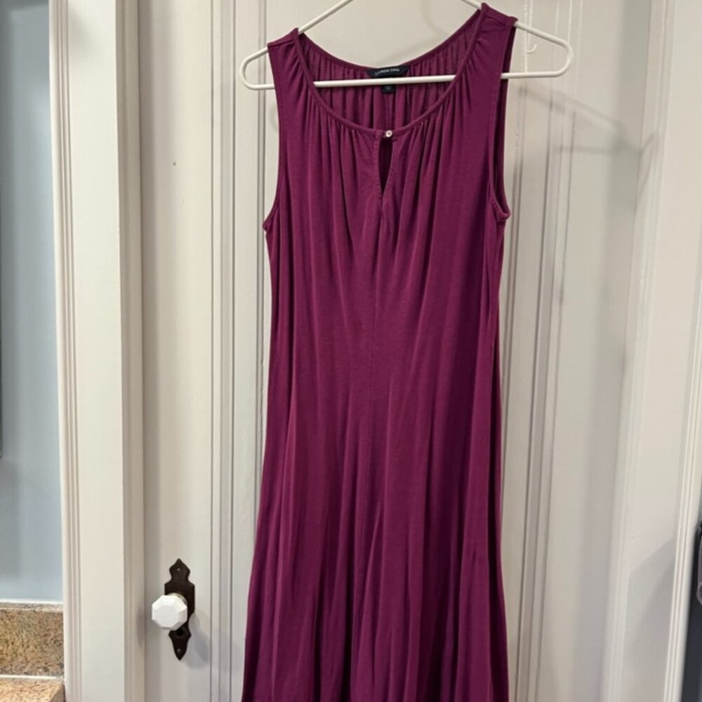 Lands End Women's Petite Cotton Modal Keyhole Dress XSP sz 2-4 warm purple